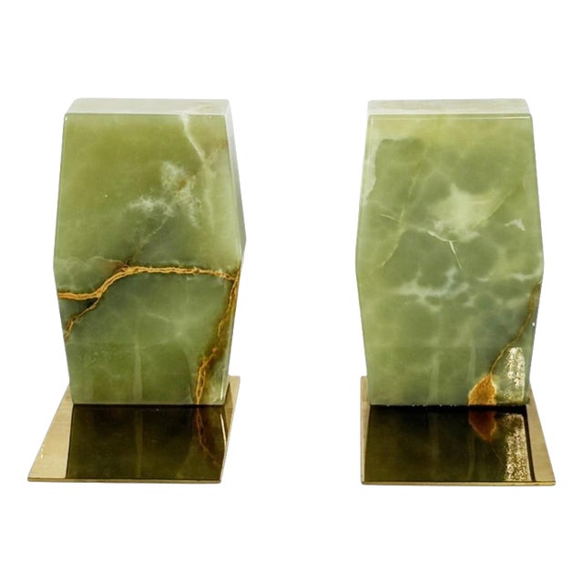 Onyx and Brass Bookends, France, 20th Century, Set of 2 For Sale