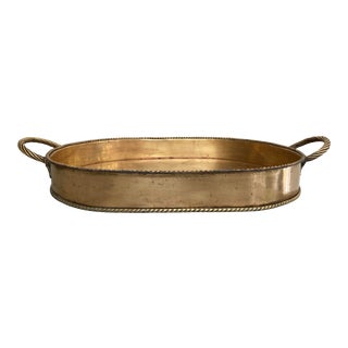 Vintage Brass Gallery Tray With Handles For Sale