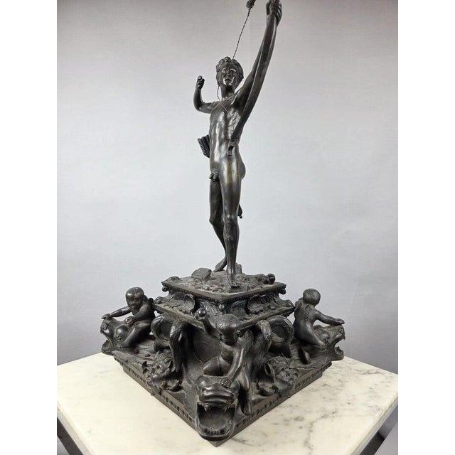 Metal Nude Bronze Archer Sculpture, 1900s For Sale - Image 7 of 14