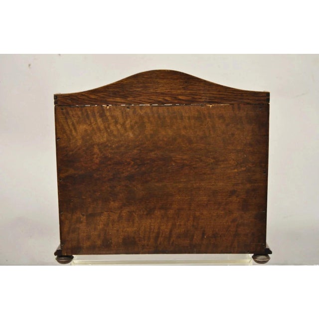 Antique English Victorian Oak Wood Desktop Portable Lap Desk Letter Holder For Sale - Image 11 of 12