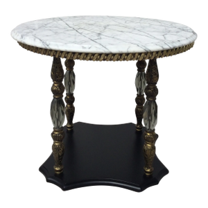 Vintage Palm Beach Style Marble Top Accent Table
