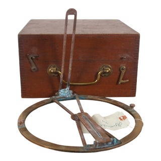 Mid 20th Century Thomson System Azimuth Nautical Navigation Instrument Circle & Case For Sale