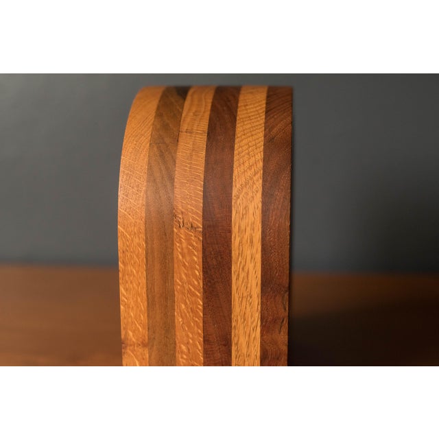 Vintage Solid Walnut and Oak Studio Craft Table Clock For Sale - Image 10 of 10