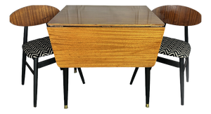 Mid-Century Modern Drop Leaf Dining Table and Butterfly Dining Chairs, 1950s, Set of 3