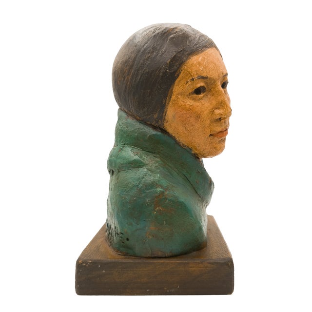 Bust of a Native American Woman With Shawl - Robert Lohman, C. 1995 For Sale In San Diego - Image 6 of 12