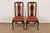 An outstanding pair of Queen Anne or Georgian style side chairs or dining chairs By Henredon USA, Circa 1980s Solid...