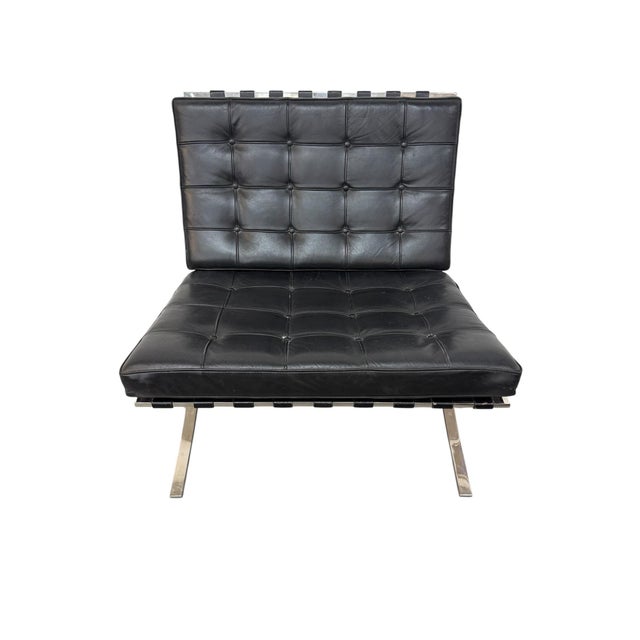 1970s Vintage Barcelona Chrome & Leather Lounge Chairs - Set of 2 For Sale - Image 5 of 9