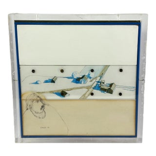 Mike Lynch Mixed Media Drawing – 1971 Modern Artwork in Acrylic Frame - Minnesota For Sale