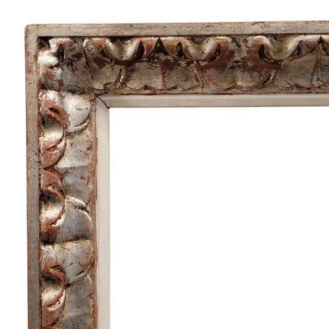 Rectangular frame, carved and silvered wood, 60's - France Wonderful rectangular frame in carved and silvered wood with an...