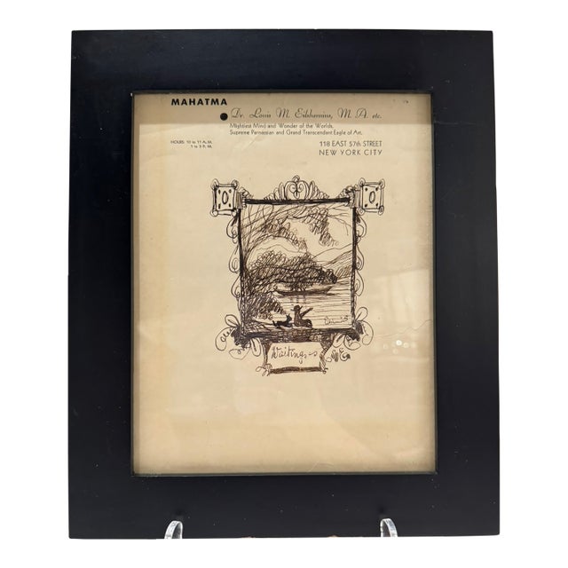 Louis Michel Eilshemius Signed Ink Drawing “Waiting” on Artist Letterhead For Sale