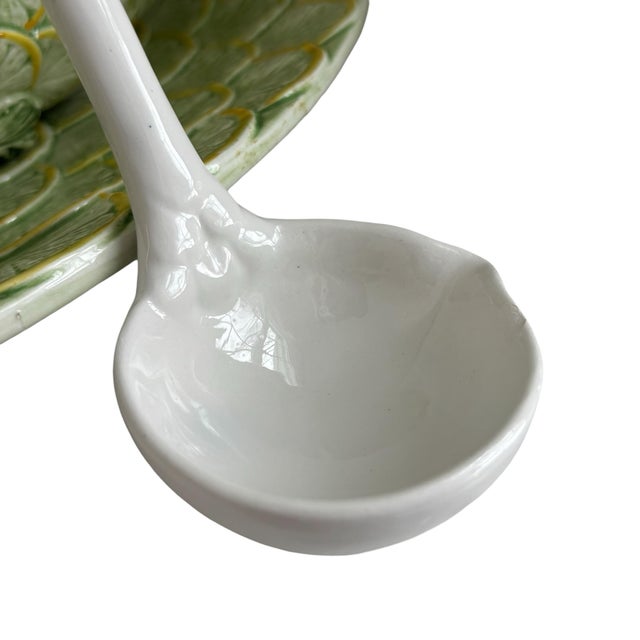 Vintage Italian Majolica Vegetable Fish Form Glazed Ceramic Soup Tureen With Platter For Sale - Image 9 of 9