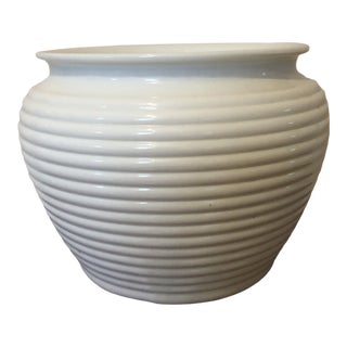 Vintage Milk Glass Ribbed Planter For Sale