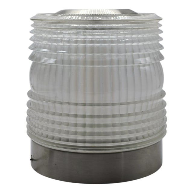 Glass Fresnel Table Lamp from Oluce, Italy 1960s For Sale