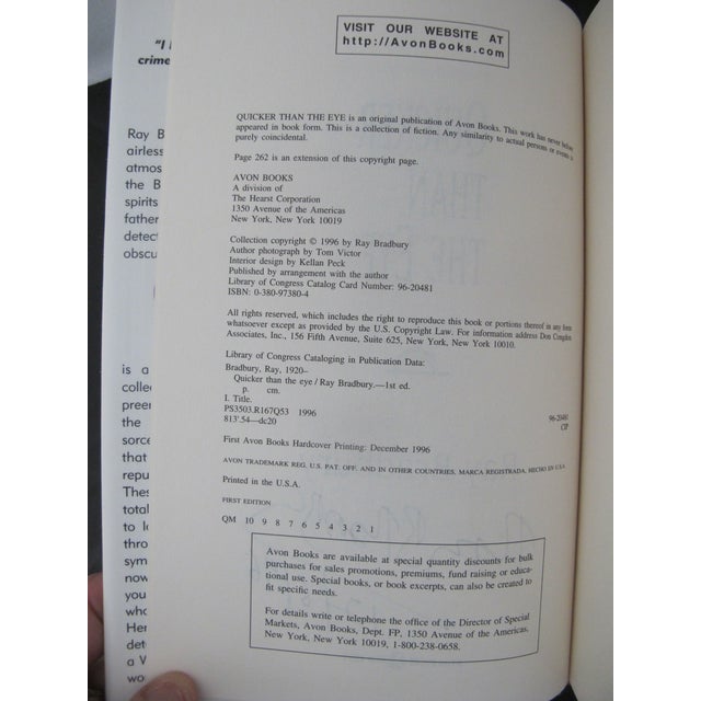 Yellow Ray Bradbury Signed Avon Books 1996 1st Edition Quicker Than the Eye With Coa For Sale - Image 8 of 8