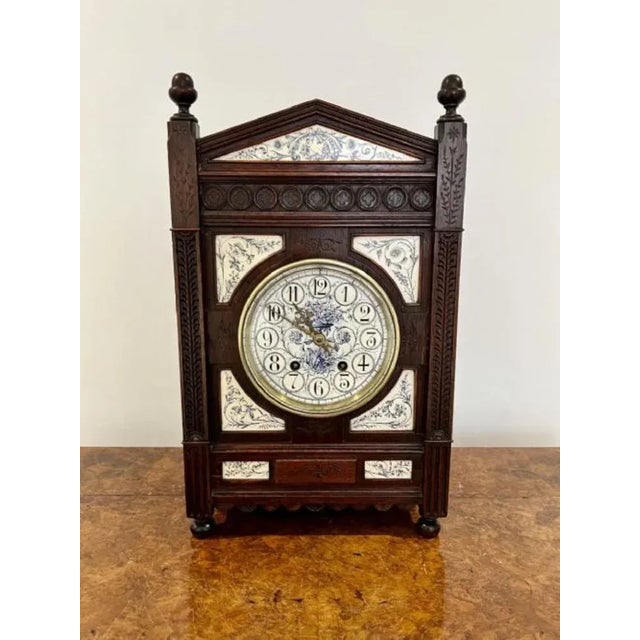 Brown Victorian Ebonies Aesthetic Movement Mantle Clock, 1880s For Sale - Image 8 of 8