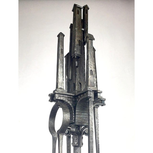 Gothic 2020s "San Gimignano" Forged Shovel, Poker, Fire Tongs, Broom Fireplace Tools Set - 5 Pieces For Sale - Image 3 of 13