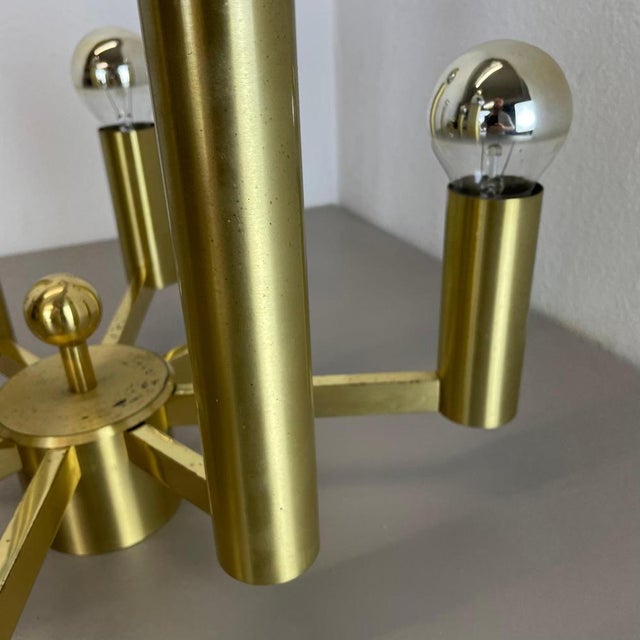 Large Tube Brass 8 Bulb Flush Mount, 1960s For Sale - Image 11 of 18