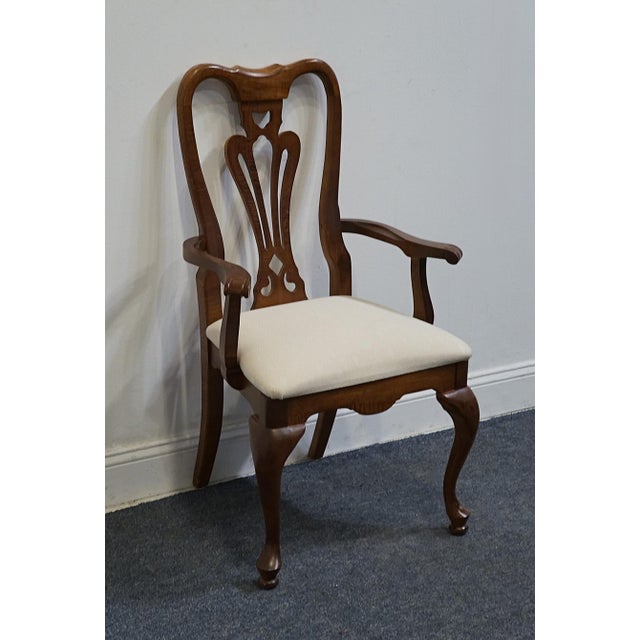American Drew Solid Cherry Traditional Style Pierced Splat Back Dining Arm Chair For Sale - Image 4 of 12