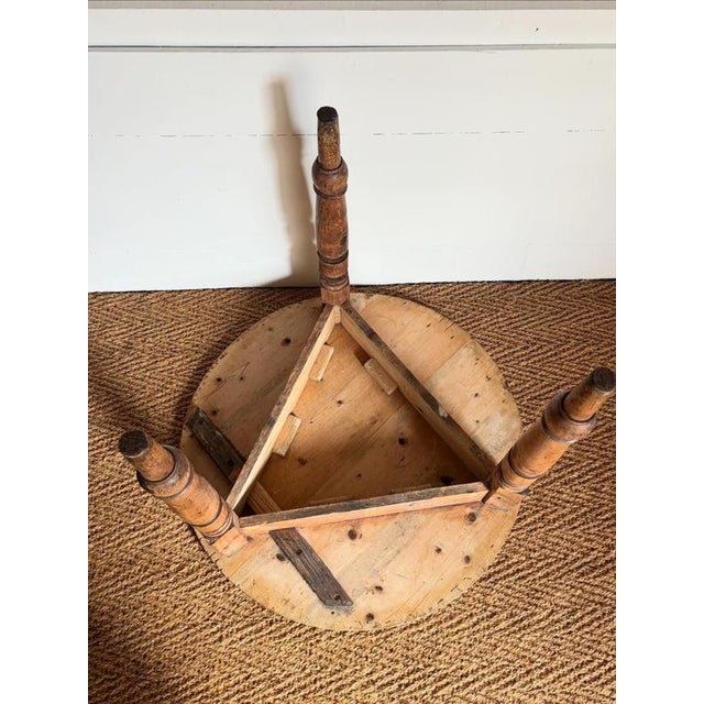 Antique English Pine Cricket Table, 1800s For Sale - Image 5 of 6