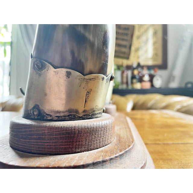 English 1890 Scottish Oak & Horn Dinner Gong Awarded as a Sheep Show Trophy For Sale - Image 3 of 8