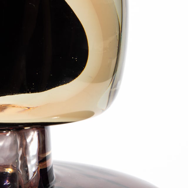 Hand Blown Murano Bottle in Smoky Quartz and Onyx Black For Sale - Image 9 of 10