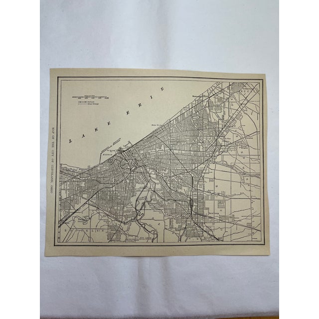 1920s Antique 1920s Cleveland Ohio City Map For Sale - Image 5 of 5