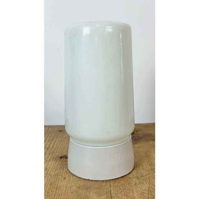 Vintage White Porcelain Ceiling Light with Milk Glass, 1970s For Sale - Image 4 of 14
