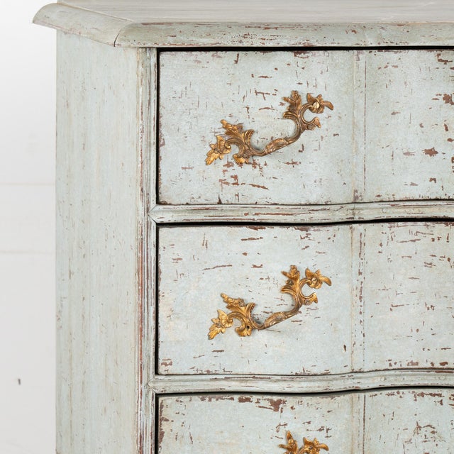 Wood Click to Enlarge Rococo Large Blue Painted Chest of Four Drawers, Sweden Circa 1780-1800 For Sale - Image 7 of 12