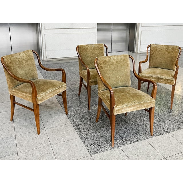 Mid-Century Modern Mid-20th Century Paolo Buffa Walnut Armchairs - A Set of 4 For Sale - Image 3 of 12