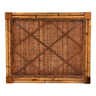 Vintage British Colonial Coastal Bamboo, Rattan, and Leather Bulletin Board For Sale
