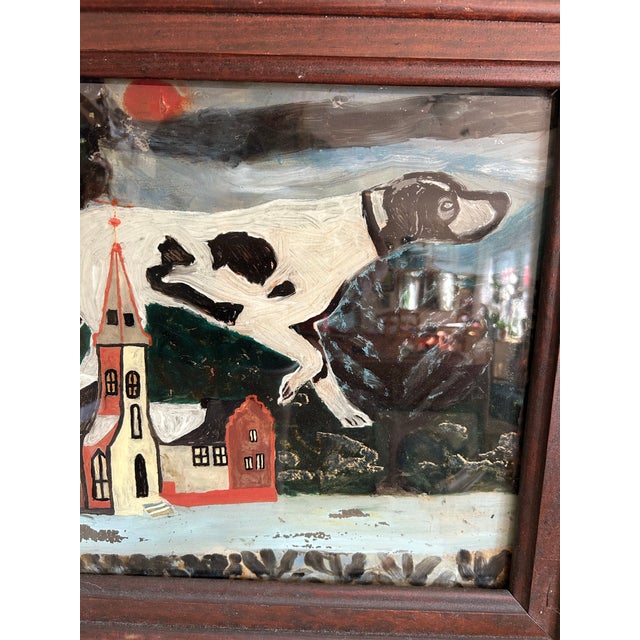 1940s Abstract Painting on Glass of Hunting Dog For Sale - Image 4 of 5