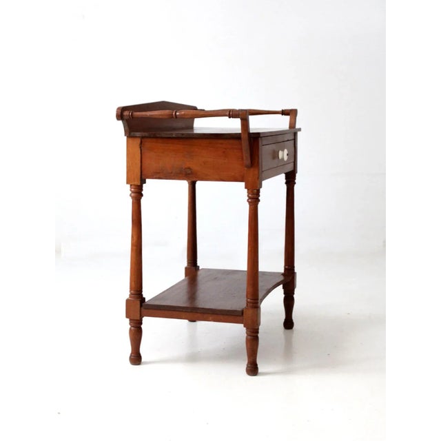 Brown Antique Washstand Table For Sale - Image 8 of 10