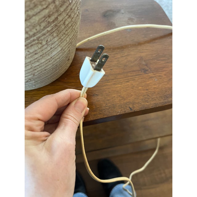 1970's Studio Art Pottery Beige Table Lamp For Sale - Image 9 of 9