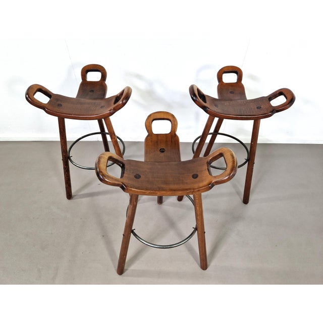 These Marbella bar stools are true classics from Spain, often attributed to Sergio Rodrigues for Cononform. The stools are...