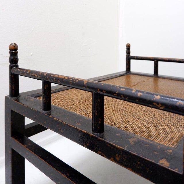 Japanese Meditation Chairs in Lacquered Wood and Rattan, Set of 2 For Sale - Image 6 of 13