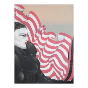 Woman in Elizabethan Collar With Flag, Jon Robyn