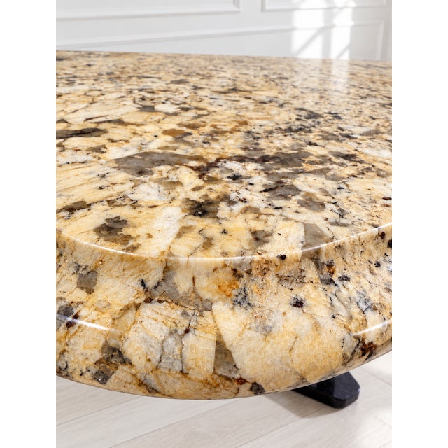 Stone Custom American-Designed 80” Delicatus Gold Granite Dining Table | Brazilian Natural Stone For Sale - Image 7 of 15