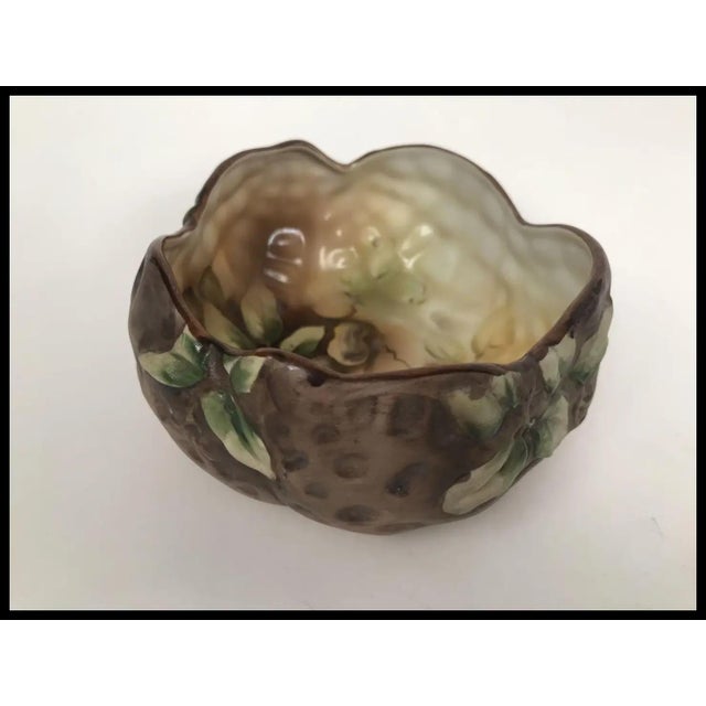 Tan Vintage Hand Painted Noritake Porcelain Nut Dish Set Japonisme Botanical For Sale - Image 8 of 10