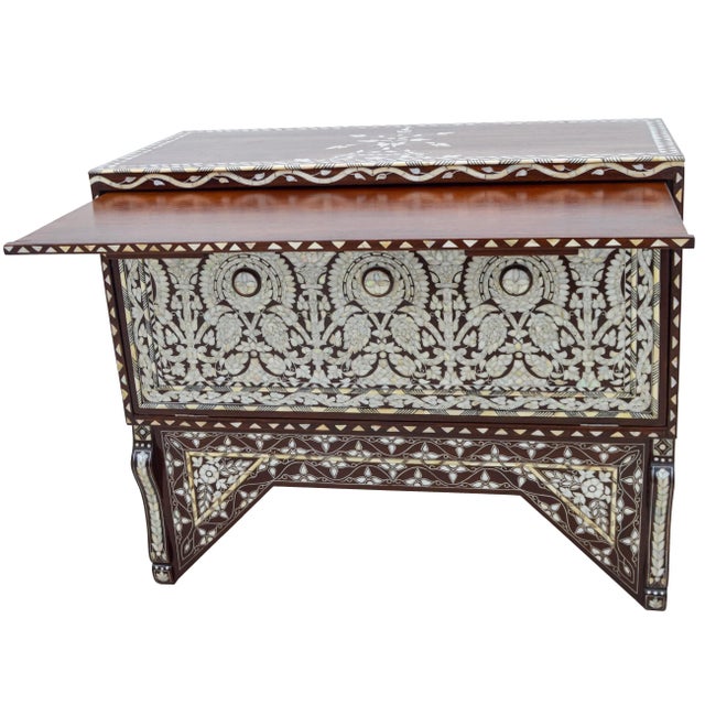 Vintage Syrian Mother-Of-Pearl Damascene Art Console Table For Sale In New York - Image 6 of 13