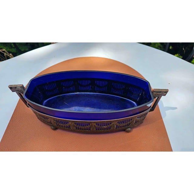Art Nouveau Jardiniere in Cobalt Glass, 1890s For Sale - Image 4 of 8