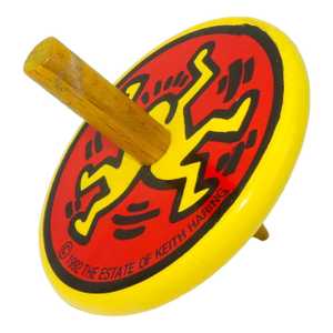 Keith Haring Yellow Lacquered Wood 'Dancing Man' Spin Top, 1992