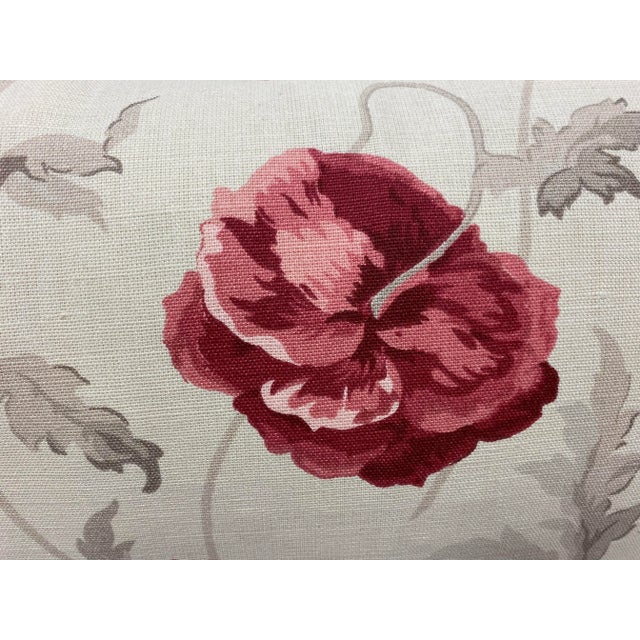 English Pair of Large Bolster Pillows Decorated With a Red Poppy Floral Pattern - Made in Uk. For Sale - Image 3 of 11