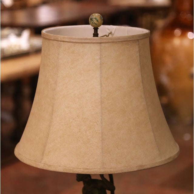 19th Century French Spelter Figural Lamp “Coup De Soleil” Signed Ferrand For Sale - Image 11 of 13