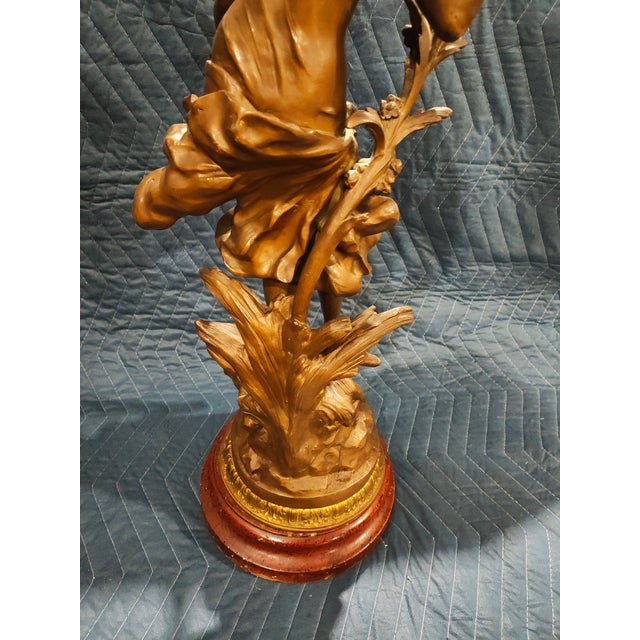 Metal Late 19th Century French Belle Époque Patinated Spelter Winged Allegorical Sculpture For Sale - Image 7 of 7