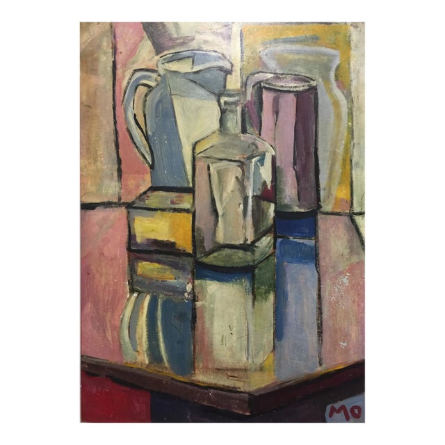 Mid 20th Century "Cubist Still Life" Painting by Sandor Mohy For Sale