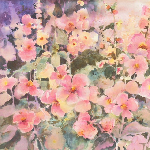 American 'Pink Daisies' by Beverly Fields, California Watercolor Society, Society of Watercolor Artists, Woman Artist, Zoltan Szabo For Sale - Image 3 of 7