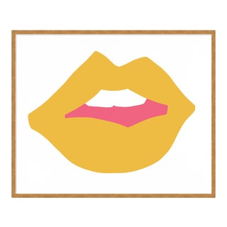 Kiss Me Yellow by Angela Chrusciaki Blehm in Gold Frame, Small Art Print For Sale