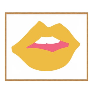 Kiss Me Yellow by Angela Chrusciaki Blehm in Gold Frame, Small Art Print For Sale