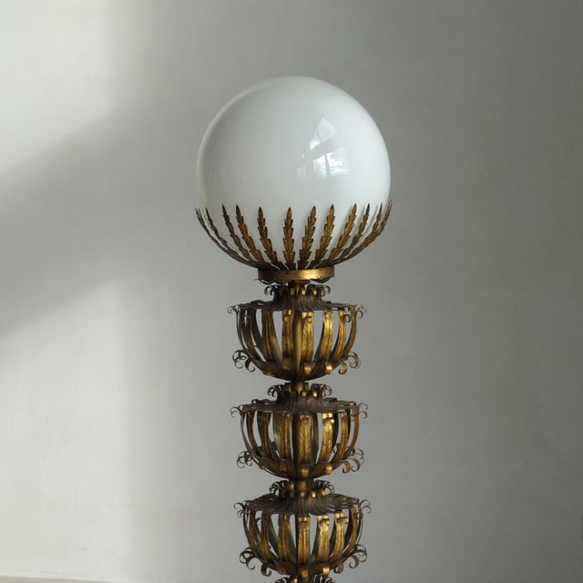 Mid-Century Modern Large Globe Floor Lamp attributed to Maison Jansen, 1960s For Sale - Image 3 of 18