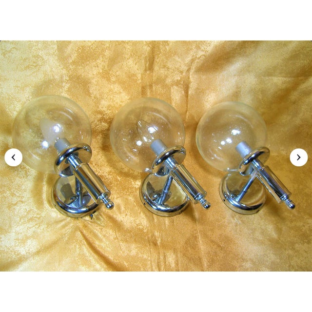 1970s RZB Sconces in Chrome and Murano Glass, 1970s, Set of 3 For Sale - Image 5 of 5